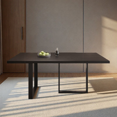 Minimalist black solid wood study table for home u