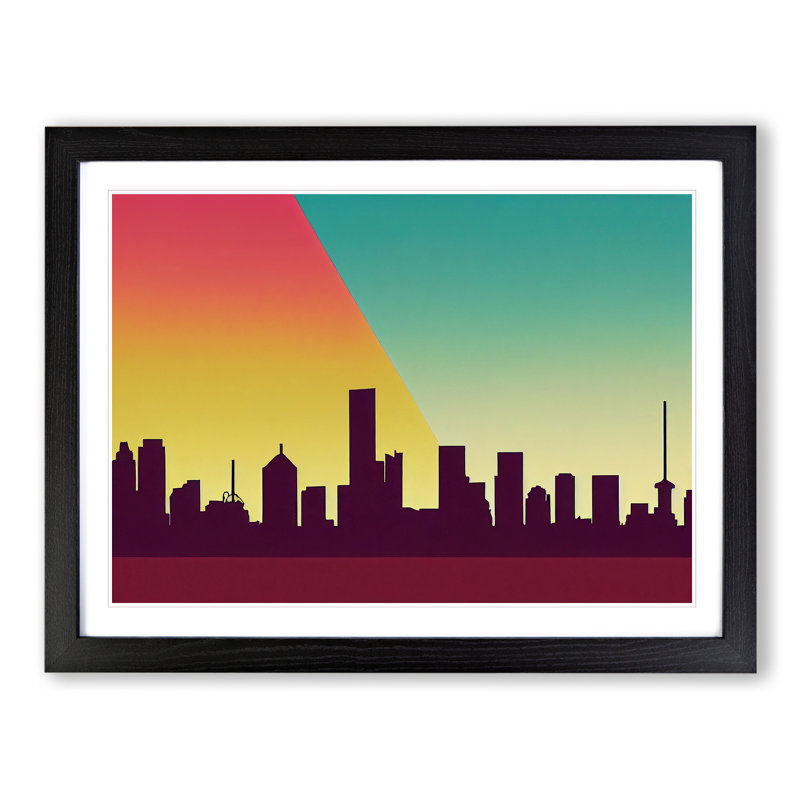 Serene Skyscraper Skyline Abstract - Framed Print, 25cm H x 34cm W x 2cm D, Black