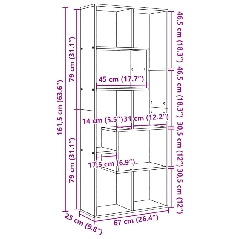 Parkerville 161.5cm H x 67cm W Bookcase, Old Wood