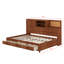 Lit de jour en bois pleine grandeur avec 3 tiroirs de rangement, tablette souple supérieure, tablette et ensemble de prises et ports USB-1819589747