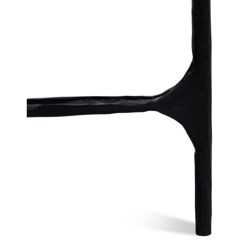 Round Marble Top Black Metal End Table