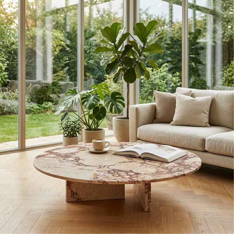 Table basse Luxury Luxury, 9.8” H x 35.4” W x 35.4” D, Pink