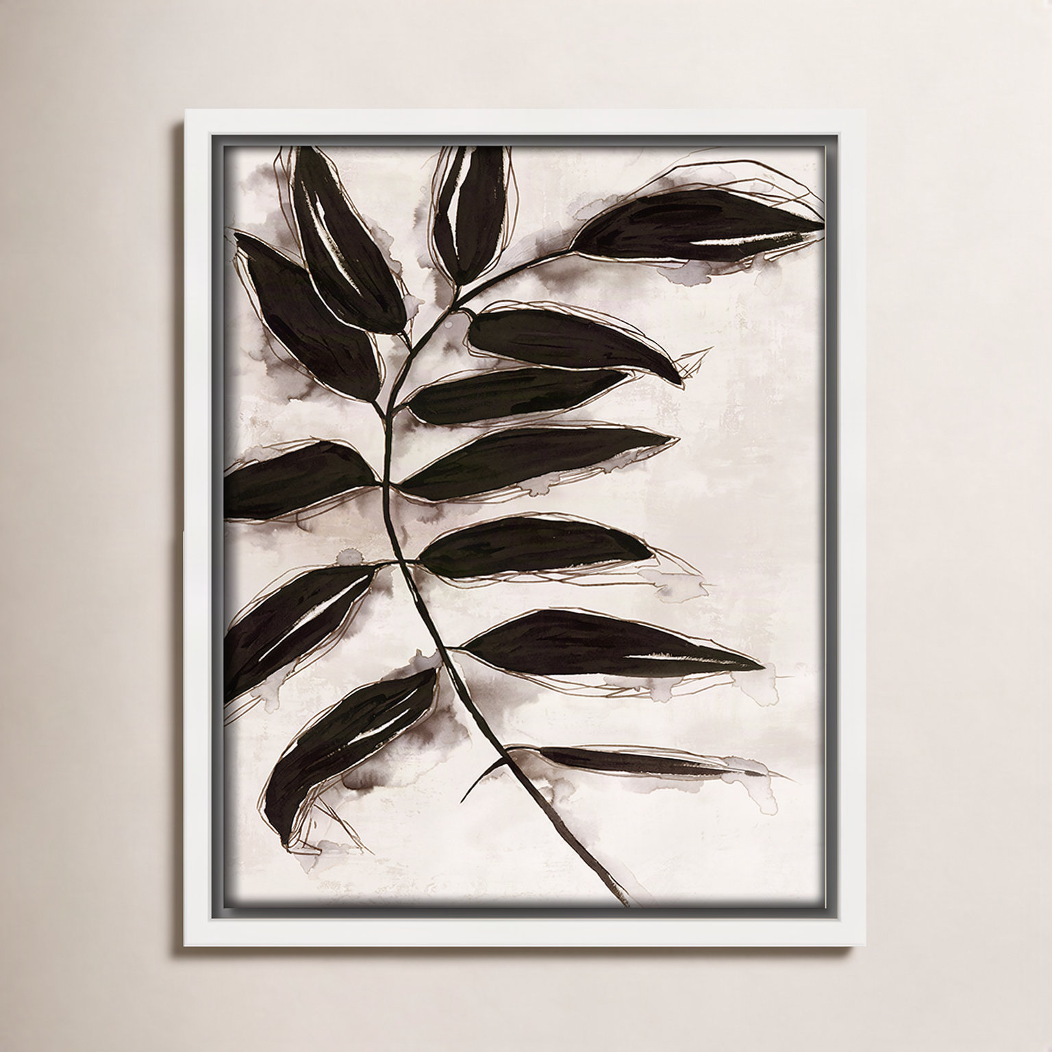 Leaves "Leaves II" Print, 11.5" H x 9.5" W x 2" D, White Framed