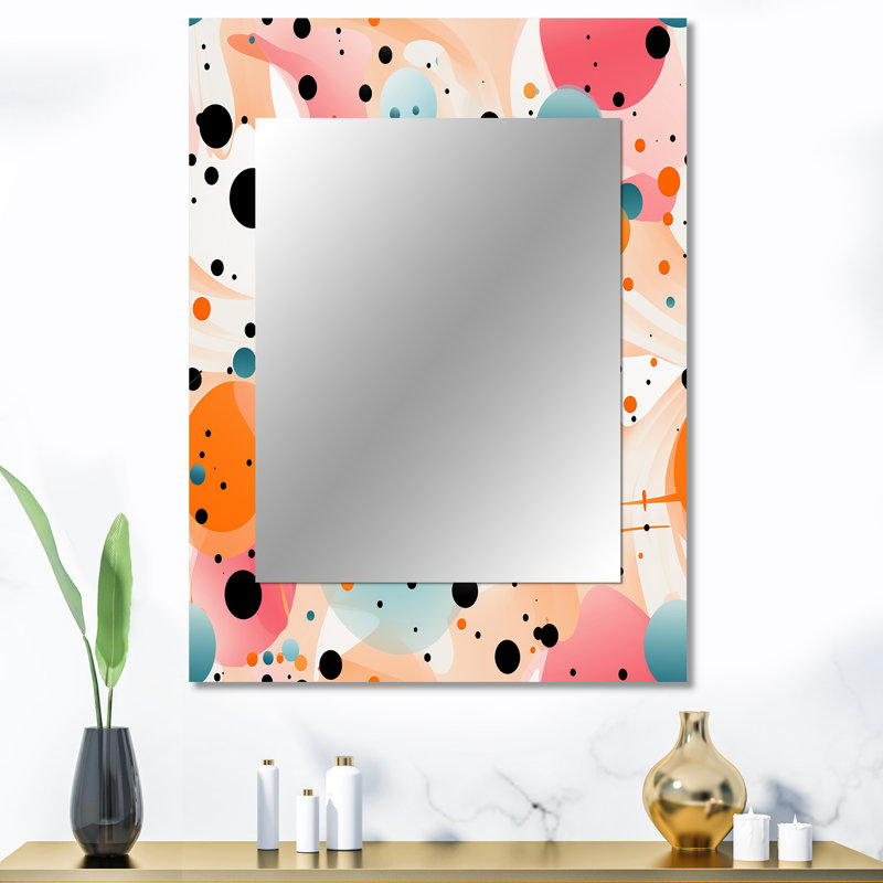 Adelmis Modern Fusion Polka Dots Pattern - Polka dots  Mirror, Graphic Print, Geometric Decorative Wall Mirror, Printed Metal Art