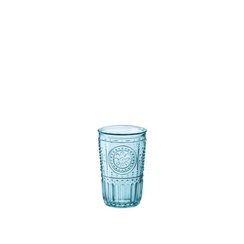 Light Blue Embossed Glass Water Tumbler Set, 11.5 oz, 4-Piece
