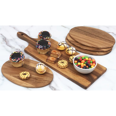 Paddle Board With 2 Dip Cups And 5 Serving Trays, 7 Piece Set