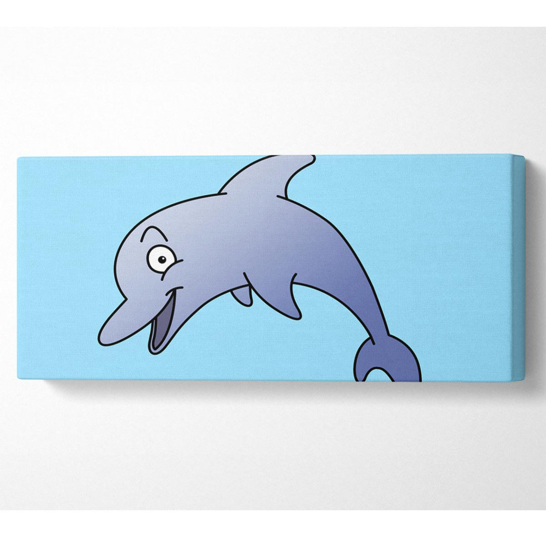 Glücklicher Delphin Baby Blau Panoramaleinwand