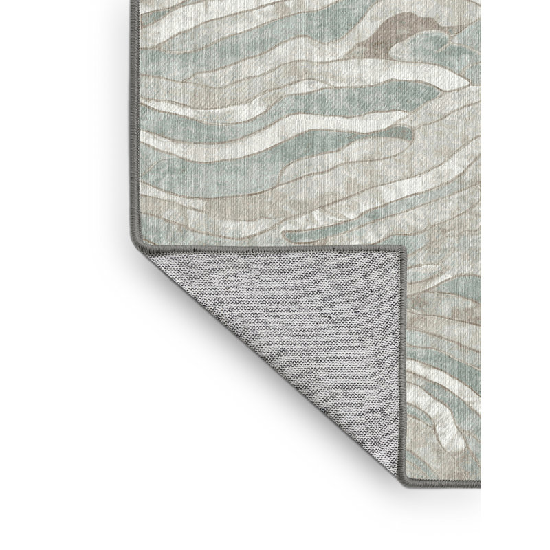 Machine Washable Gray Area Rug, Round 5'