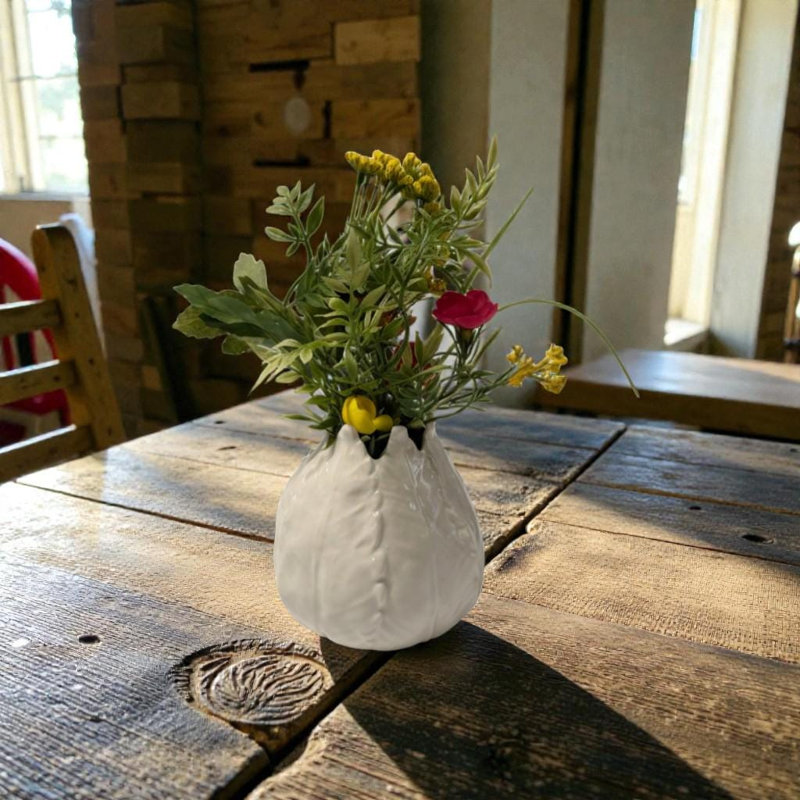 White Ceramic Leaf Vase