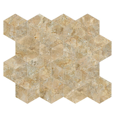 Marbre hexagonal jaune or beige, marbre naturel, pour mur et plancher, carrelage en marbre poli, pierre naturelle, marbre véritable, marbre véritable, 1 boîte de 12 pièces