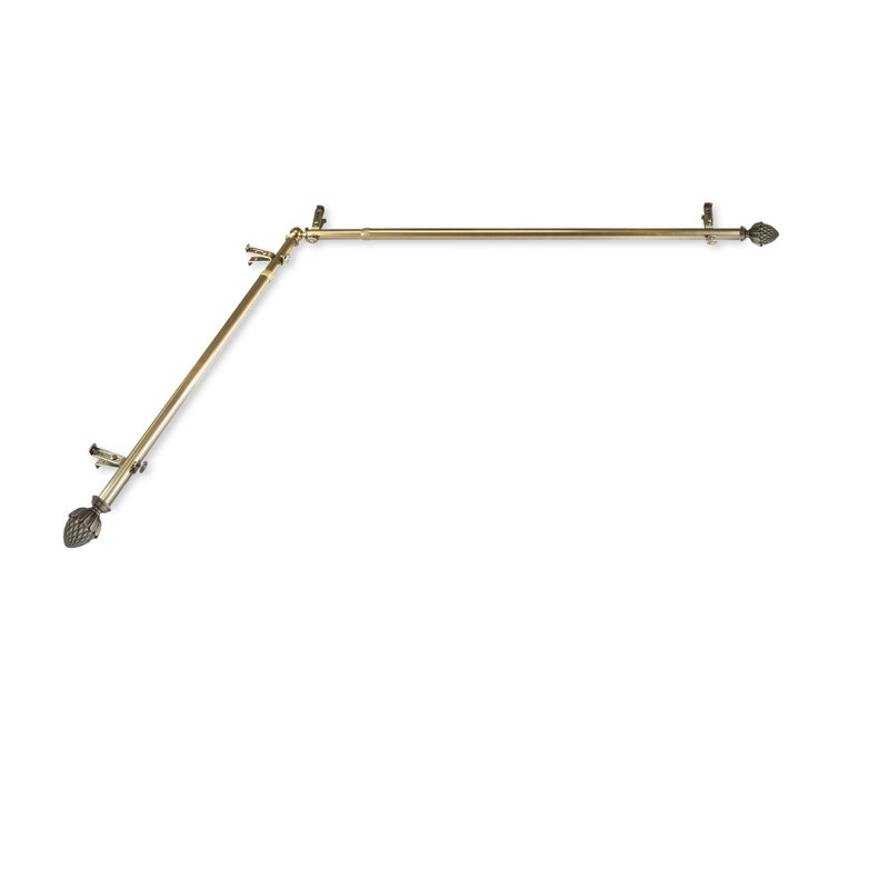 Tringle à rideaux simple pour fenêtre de coin Quinten, 28 po à 48 po, Laiton antique