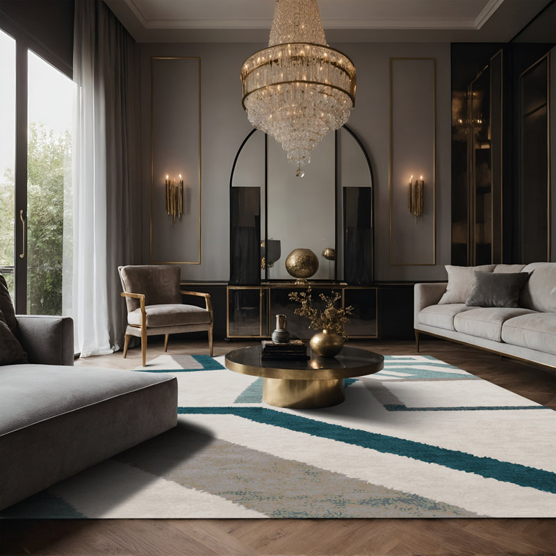 Tapis gris soyeux et moelleux, Rectangle 8 pi x 10 pi