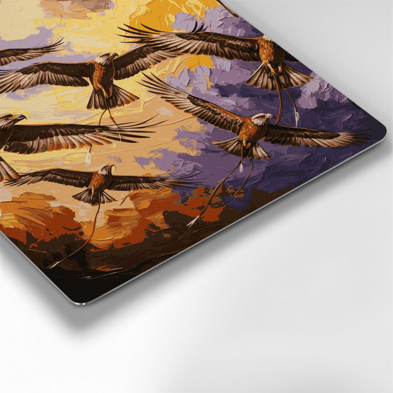 Art mural en métal oiseaux à bec jaune, H 12 po x l 12 po