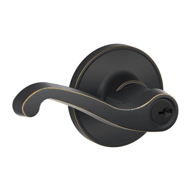 LaSalle Lever Keyed Entry Lock, Aged Bronze, Left, Privacy