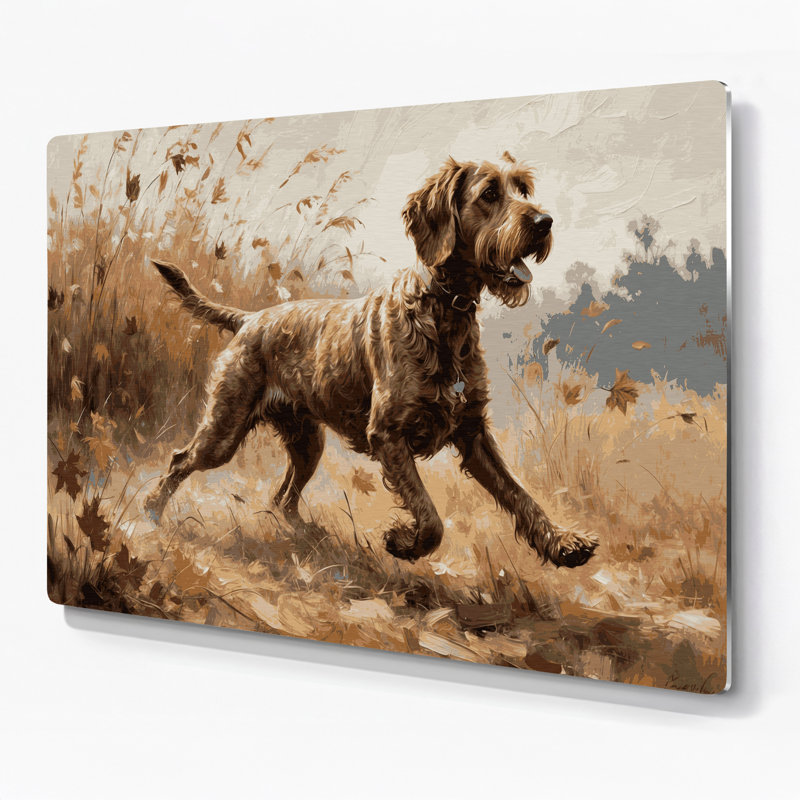 «Dogs Wirehaired Pointing Griffon», art mural en métal brun, H 11 po x l 14 po
