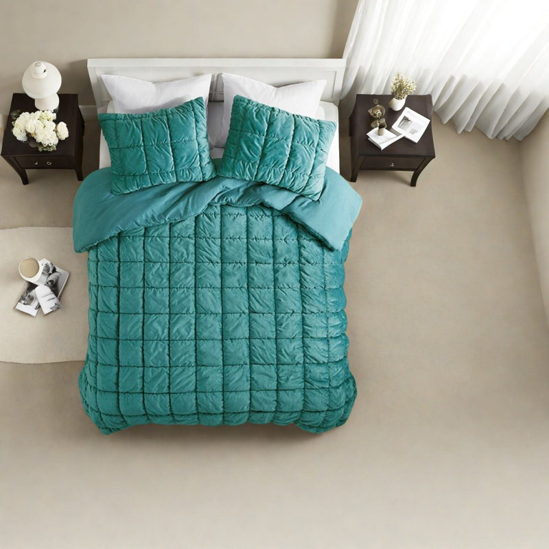 Ensembles de literie luxueux sarcelle, édredon en polyester pour la maison