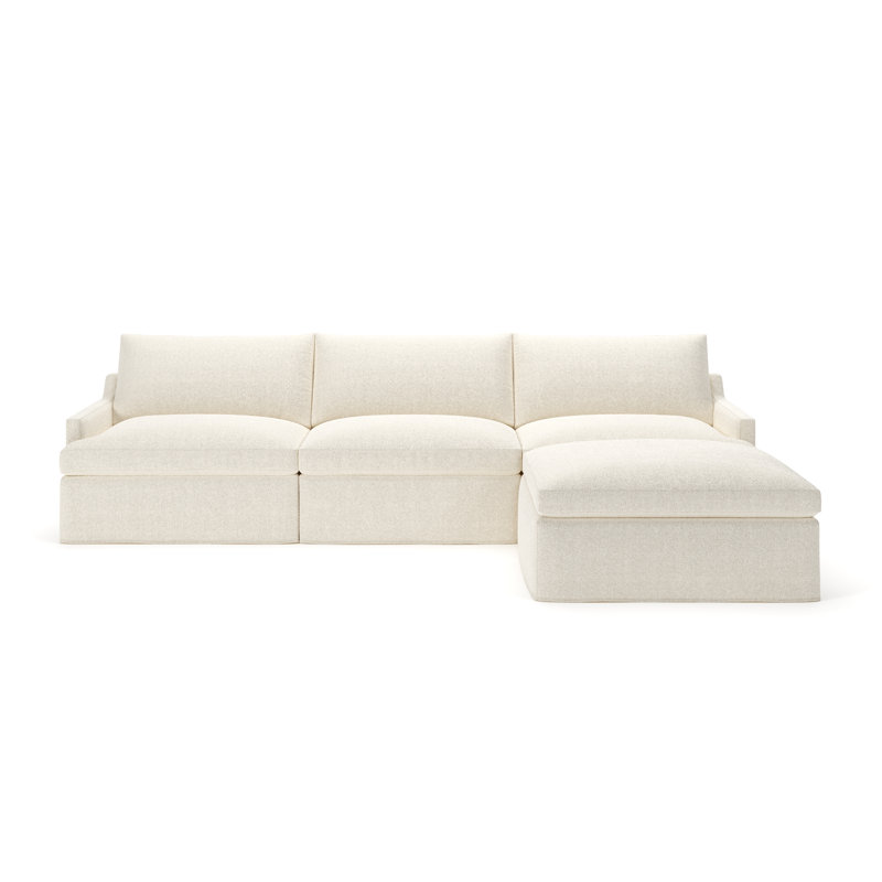 Wrenley 4-Piece Slipcovered Modular Sectional, Davis Pearl Performance Bouclé