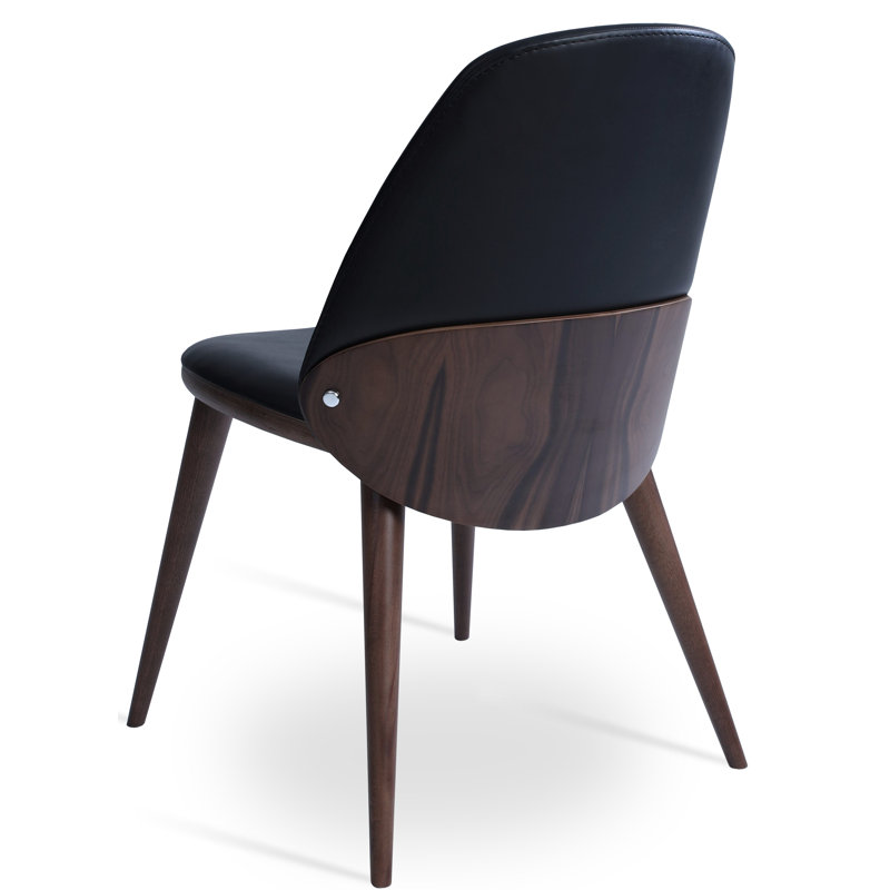 Chaise d'appoint rembourrée en bois massif Scheinuk, Noir
