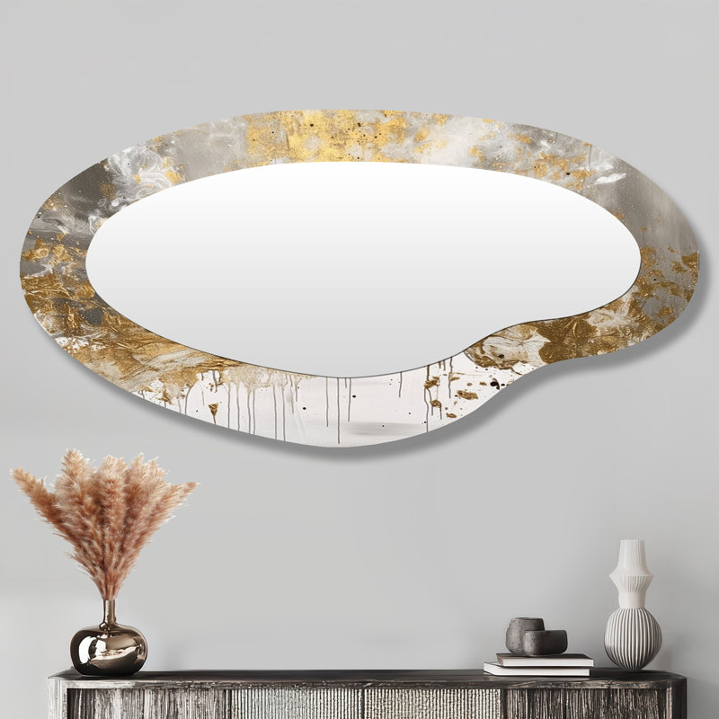 Golden Abstract - Grand miroir mural asymétrique moderne abstrait