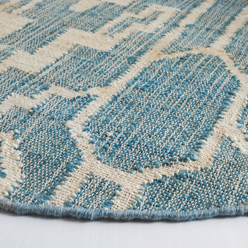 Natural Fiber Flat Weave Jute Southwestern Rug, Round 6'