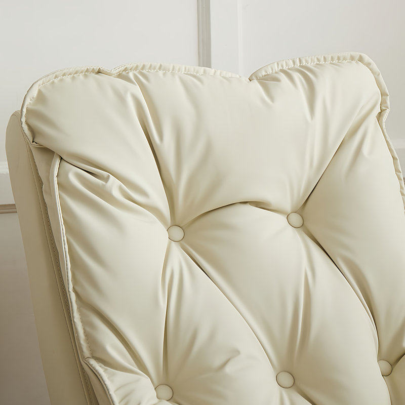 Chaise berçante moderne en bois massif rembourré, Blanc cassé / blanc
