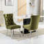 Chaise de salle à manger en velours, 2 chaises, olive, pieds en acier inoxydable chromé, ressorts, pièces rembourrées Sw1701ol, velours olive, coussin à ressorts,