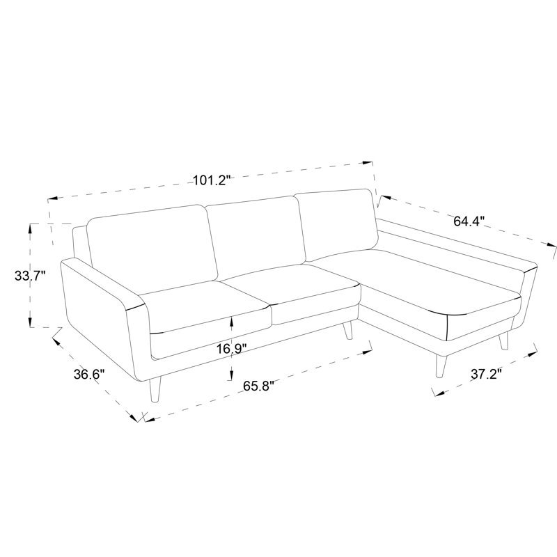 Tidore 103" Wide Linen Sofa & Chaise, Right Hand Facing, Light Gray