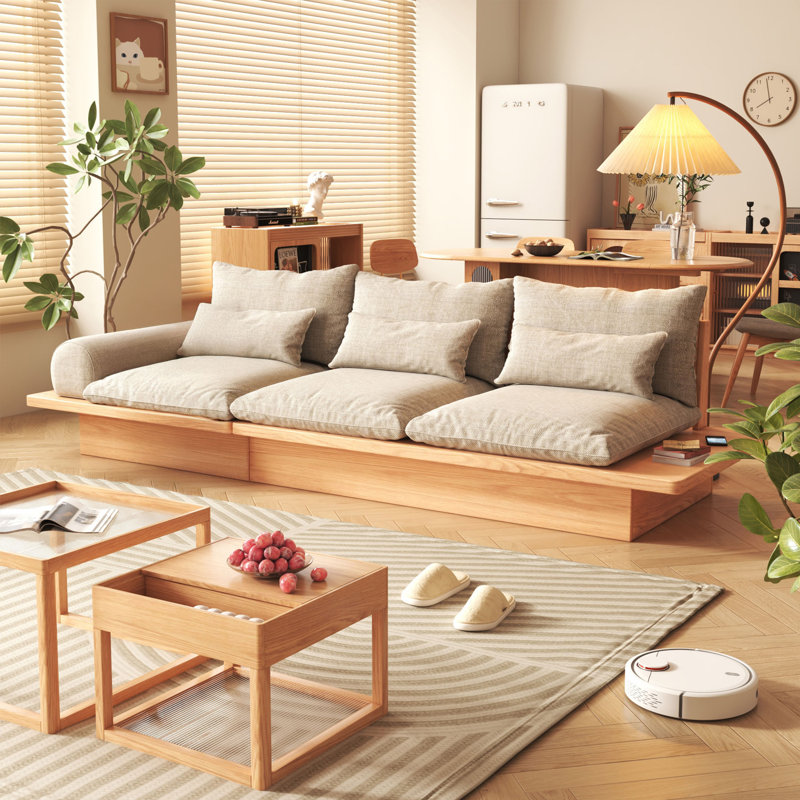  Canapé modulaire rembourré en lin et coton 137,8 po Aljandro, 35" H x 137.8" W x 35.4" D, 4
