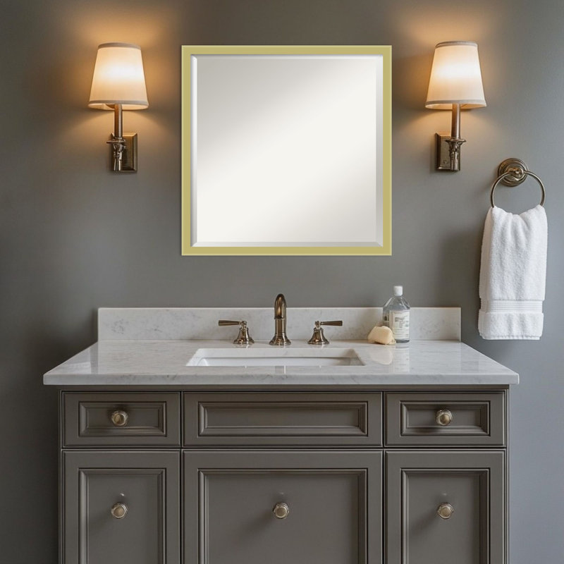 Miroir de salle de bain mural incliné, 21.5" x 17.5", Doré clair