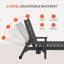 Chaise longue de patio en bois massif avec dossier inclinable à 4 positions