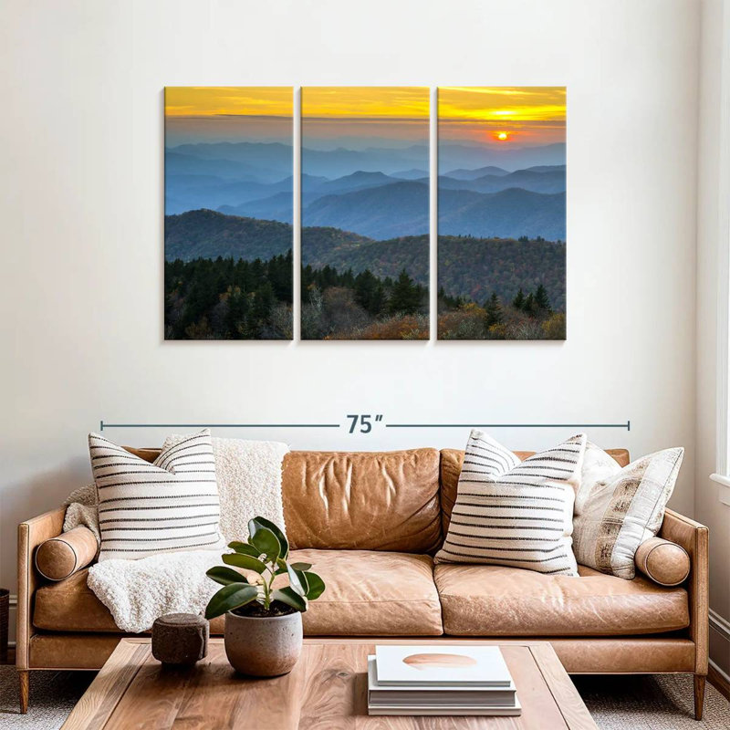 Kerrick Blue Ridge Mountains, coucher de soleil, H 36 po x l 57 po