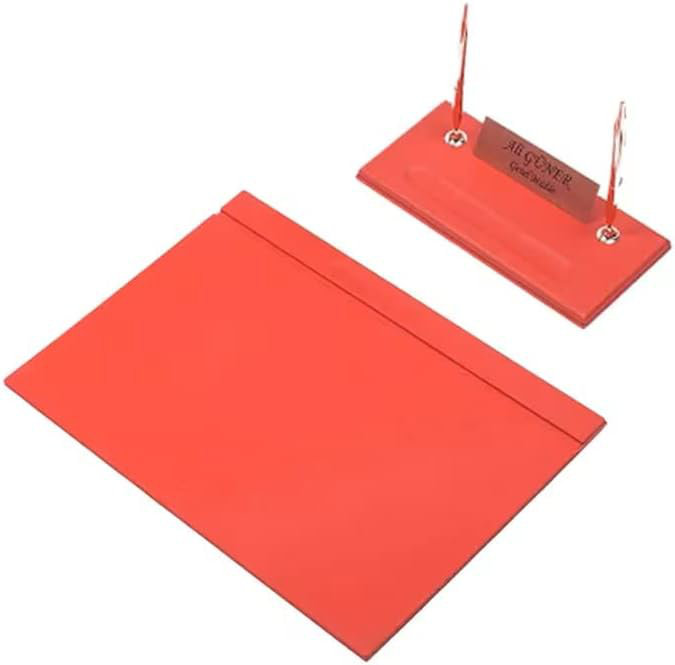 Michla Leather / Faux Leather Desk Organiser Set, Red
