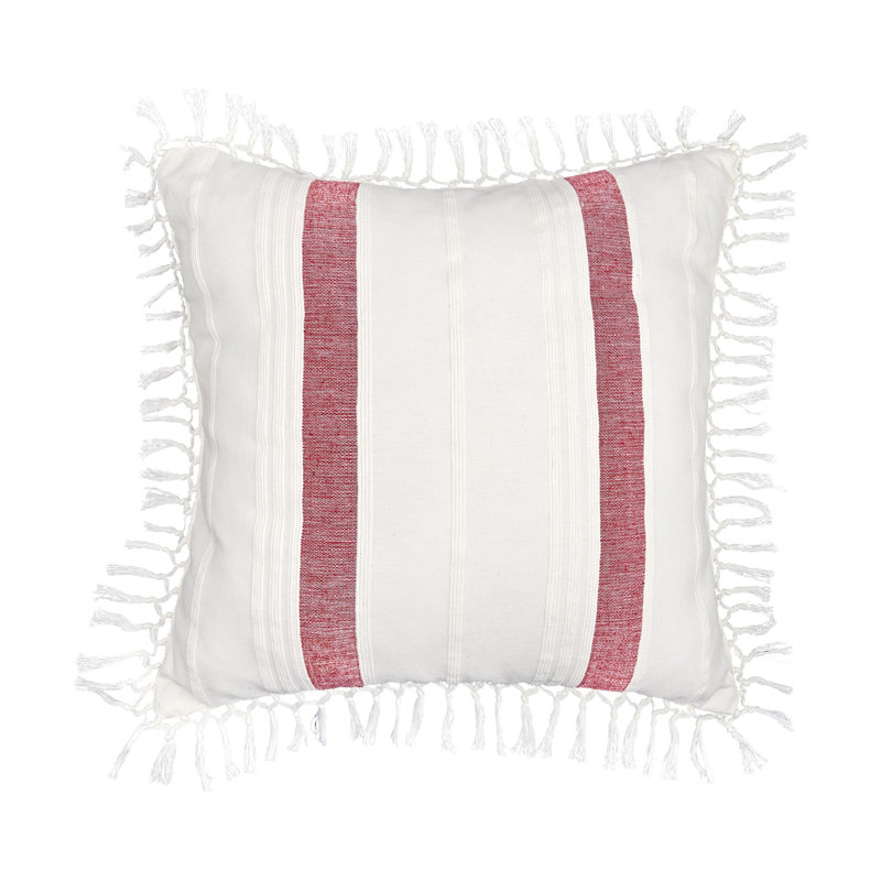 Nathan Striped Woven Square Throw Pillow, Garnet