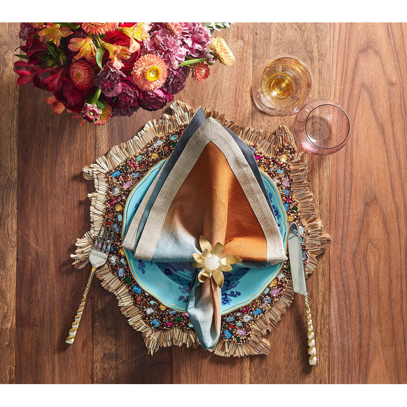 Dip Dye Linen Napkin, Midnight/Copper