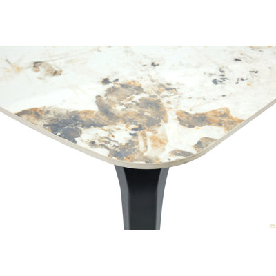 Modern Rectangular Dining Table, Premium Sintered Stone Tabletop with Sturdy Metal Base, Heat-Resistant & Scratch-Resistant Kitchen and Dining Room Ta
