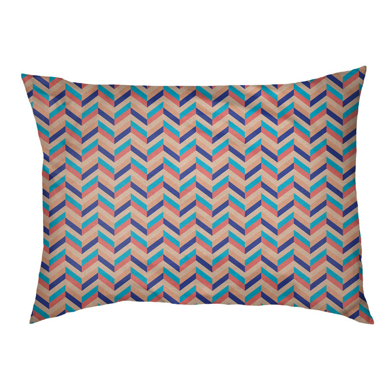 Coussin pour chien chevron Byrge, Très grand (l 52 po x P 42 po x H 17 po), Orange / marine / blanc