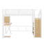 Lit mezzanine simple en métal avec poste de travail, garde-robe, escalier de rangement et DEL