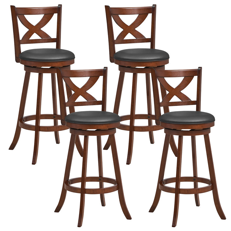 Naviya Swivel Upholstered Counter Stool with Solid Wood Frame, Bar Stool (30" Seat Height)