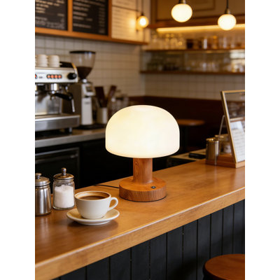 Cordless Table Lamp With Stepless Dimming & 3 Colour Modes, Mid-Century Modern Mushroom Design, Rechargeable Battery Operated Nightstand Lamp For Bedroom, Living Room, And Office