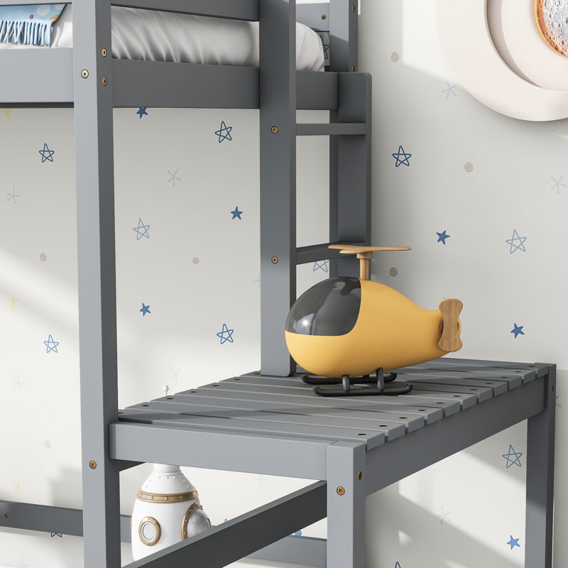 Lit mezzanine simple avec couleur grise, créant une chambre à coucher grise de taille sereine, idéale pour le rangement