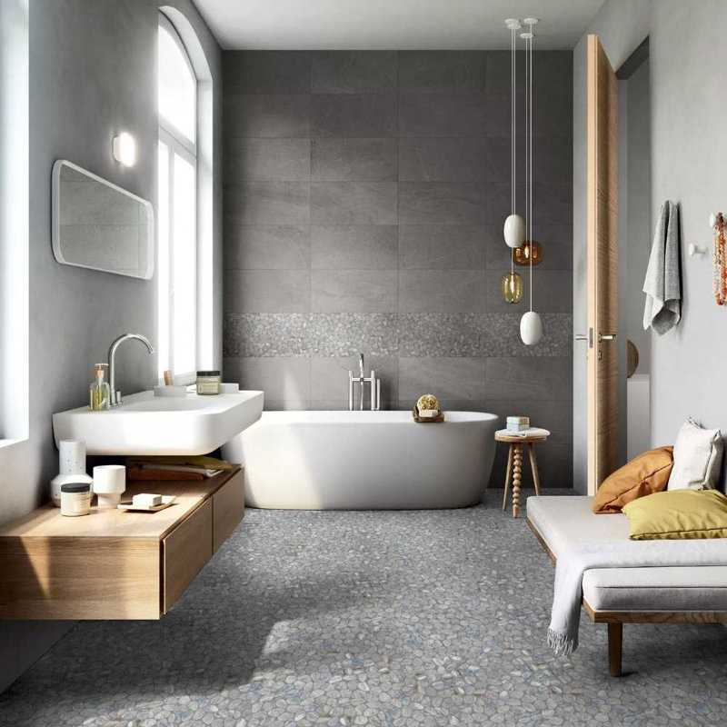 Recycled Cenote Pebble 13" x 13" Glass Wall & Floor Tile, Ocean Mix