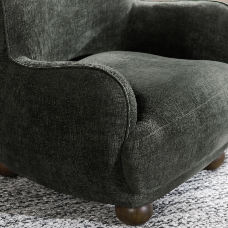 Forest Green Polyester Upholstered Wingback Armchair