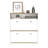 Shoe Rack 46" H, One Open Storage Shelf, Two Internal Storage Drawers, Two Doors, Light Oak / White
