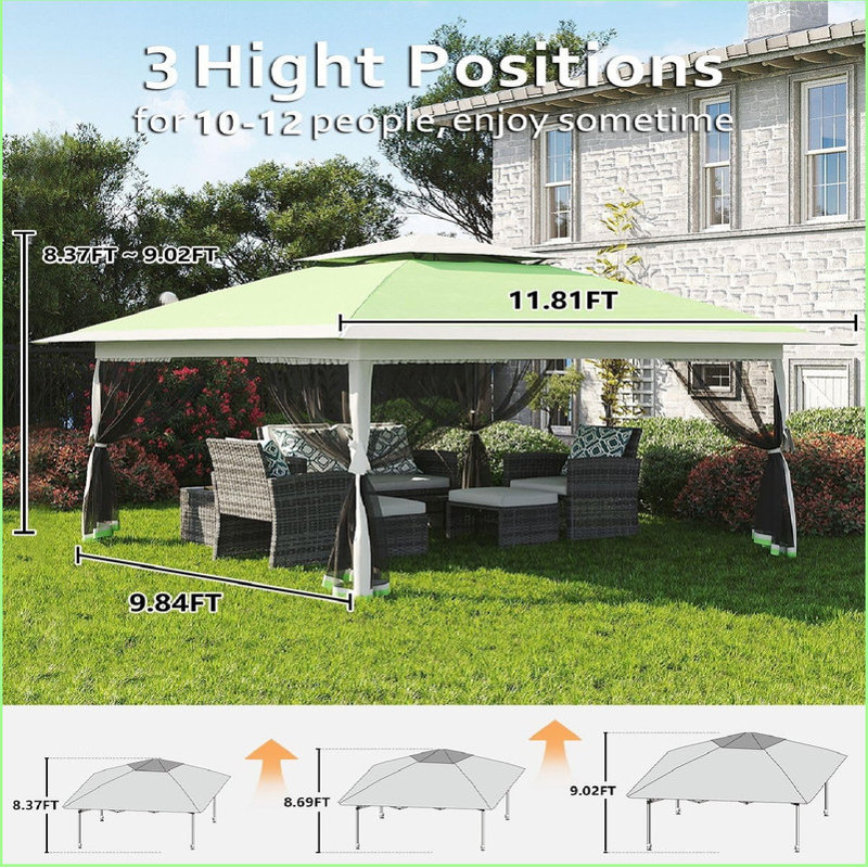 Canopy Tent 12x12Ft Outdoor Canopy Tent with Mosquito Netting, Double Roof Instant Patio Shelter Pop-Up Party Pavilion for Outside Garden, Backyard, Lawn