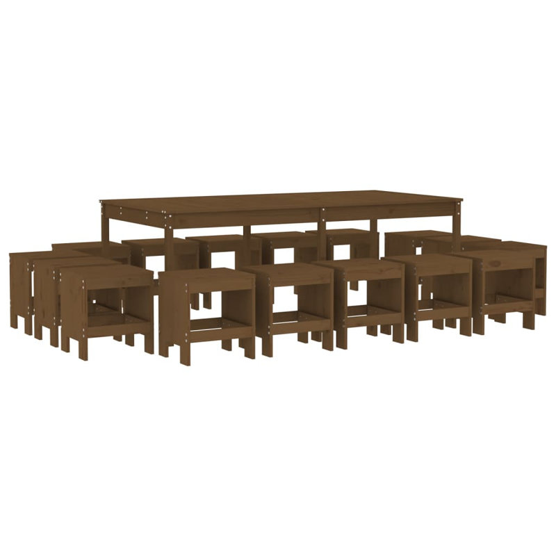 Schwaller 16 - Person Patio Dining Set with Rectangular Table, Honey Brown