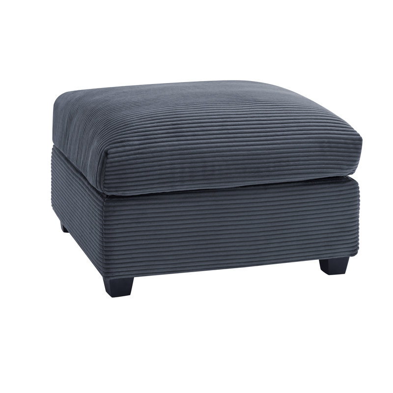 Zayva Corduroy Fabric Ottoman Module Seat For Modular Sofa Sectional Couch, Dark Gray