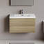 Meuble-lavabo mural de 36 po avec lavabo en résine et tiroirs à fermeture en douceur (entièrement assemblé)