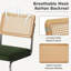 Tabouret Mid-Century moderne, ensemble de 1 tabouret de comptoir de 26,2 po de hauteur, dossier en rotin naturel avec siège rembourré épais et pieds en métal - Vert-1839396663