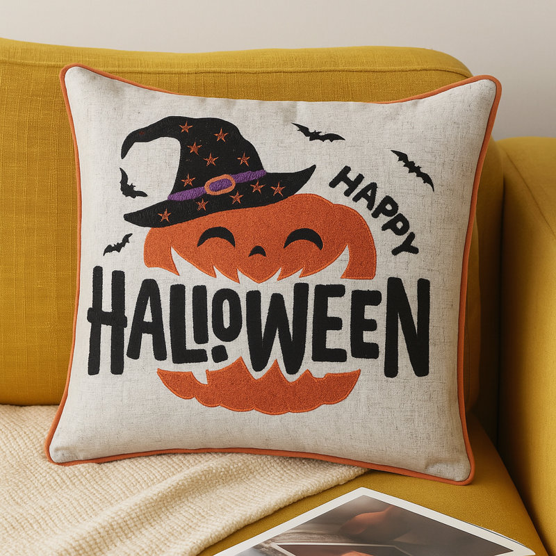 Coussin Happy Halloween Pumpkin Witch