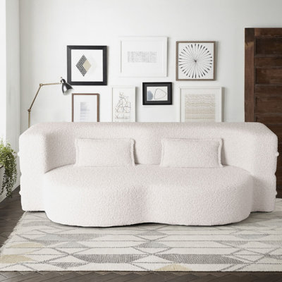 Modern Minimalist Compressed Upholstered Convertible Two-Seater Sofa Bed with 2 Pillows